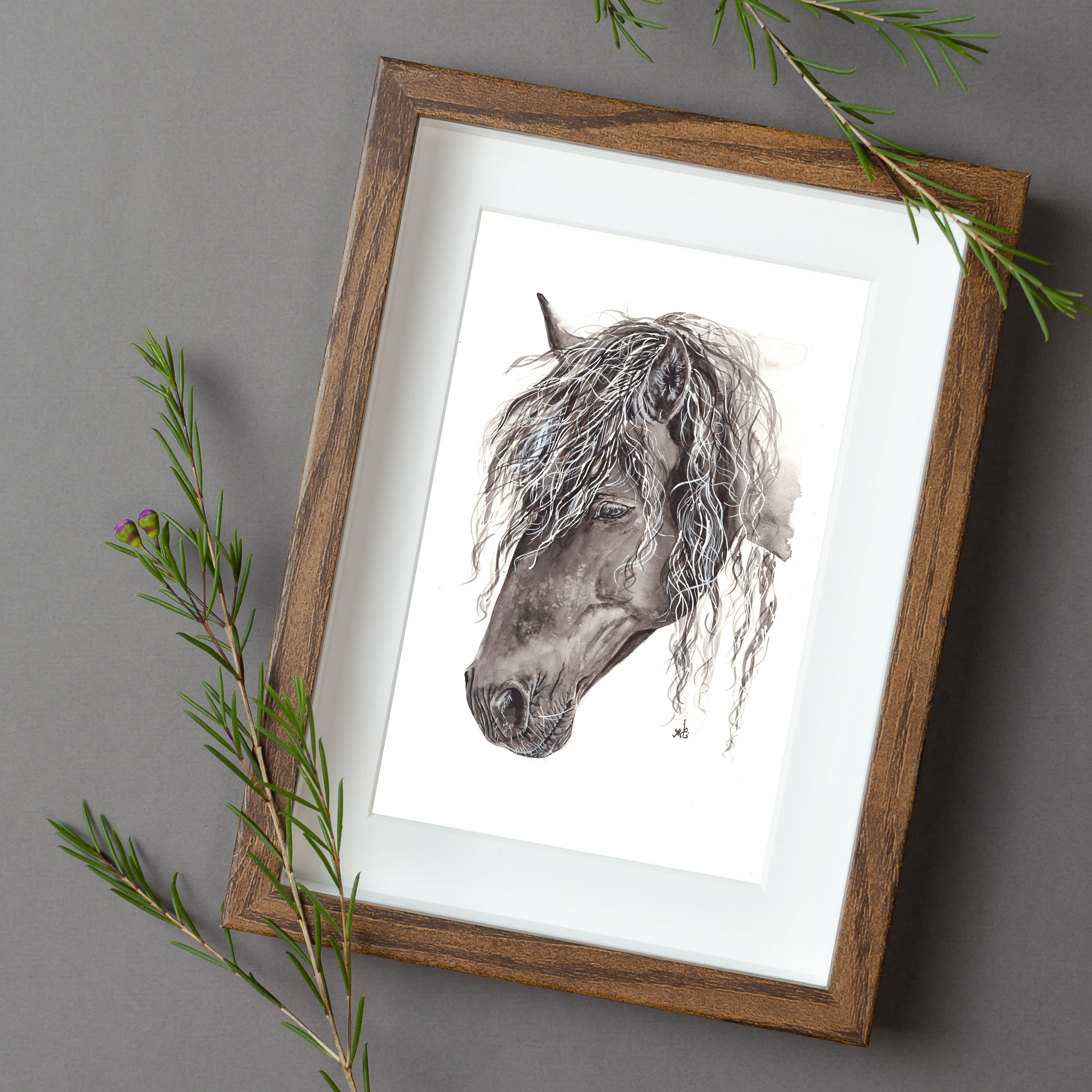 Grey Horse Giclée Art Print, Watercolorart Print,horse Lovers ...