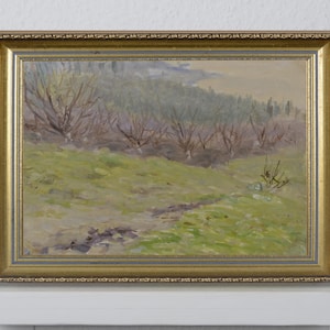 Mountain landscape, vintage oil painting, autumn landscape, Ukrainian impressionism, landscape painting, home decor art