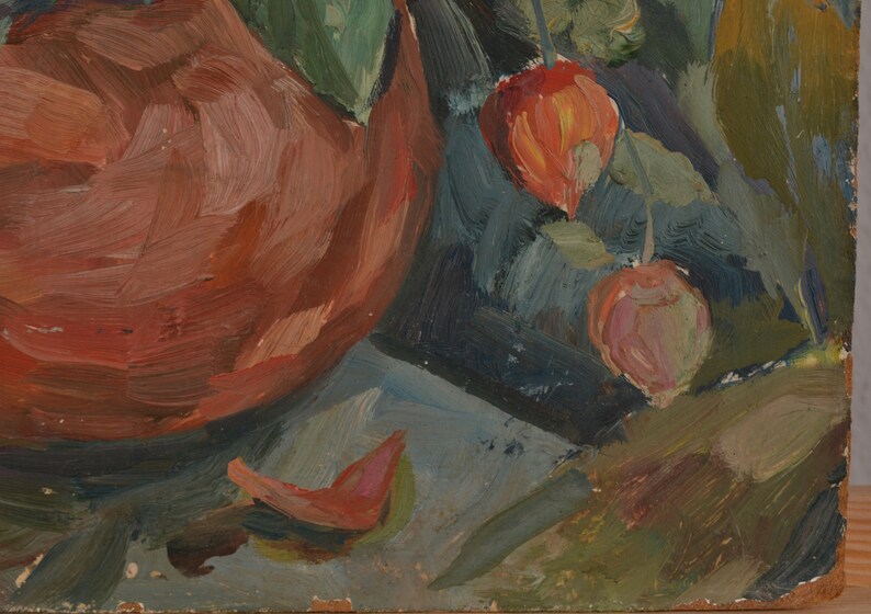art and collectibles impressionism flower still life Antique oil painting vintage painting original still life