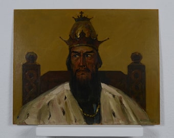 Stary portret Iwana Groźnego, olejny obraz, Dobrolezha Art, lata 80. XX wieku