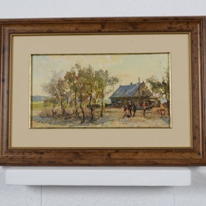 Vintage painting, landscape painting, rural landscape, oil painting, framed painting, impressionism art, living room decor