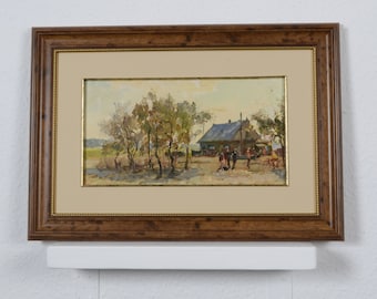 Vintage painting, landscape painting, rural landscape, oil painting, framed painting, impressionism art, living room decor