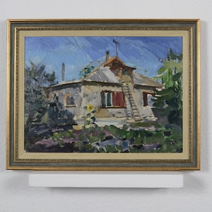 Rural landscape, vintage painting, framed painting, oil painting, original landscape, landscape painting, impressionism art, art home decor