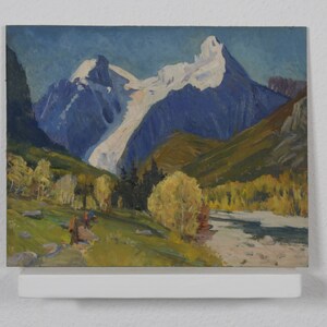 Paisagem de montanha, pintura vintage, arte de parede de paisagem, pintura a óleo de paisagem, arte de paisagem de outono, paisagem de outono, para decoração de casa