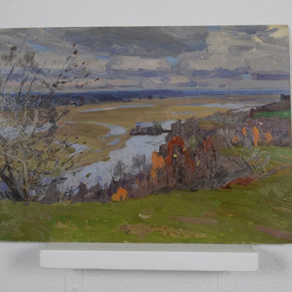 Autumn landscape, vintage painting, landscape art, oil painting, impressionism, living room decor