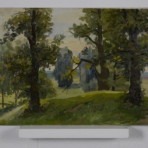 Summer landscape oil painting, nature landscape, vintage oil painting, art impressionism, artistic decor for home