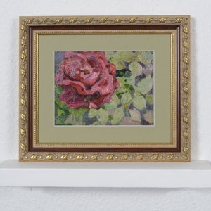 Rosa bodegón flor pintura flor bodegón pintura original pintura al óleo pintura vintage pintura enmarcada arte decoración del hogar