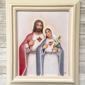 Sacred Heart of Jesus & Immaculate Heart of Mary Picture/ Home Enthronement Picture