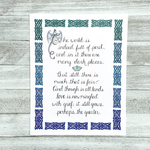 Art Print of Original Artwork for the Tolkien Quote “The world is indeed full of peril”
