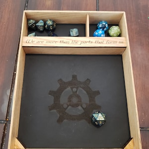 Handcrafted Maple Dice Tray - Tabletop Dice Tray for Games and Hobbies - Laser-engraved leather, customization available