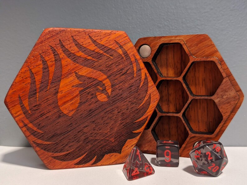 Phoenix Dice Vault Personalized Laser Engraved Dnd Dice Box Etsy