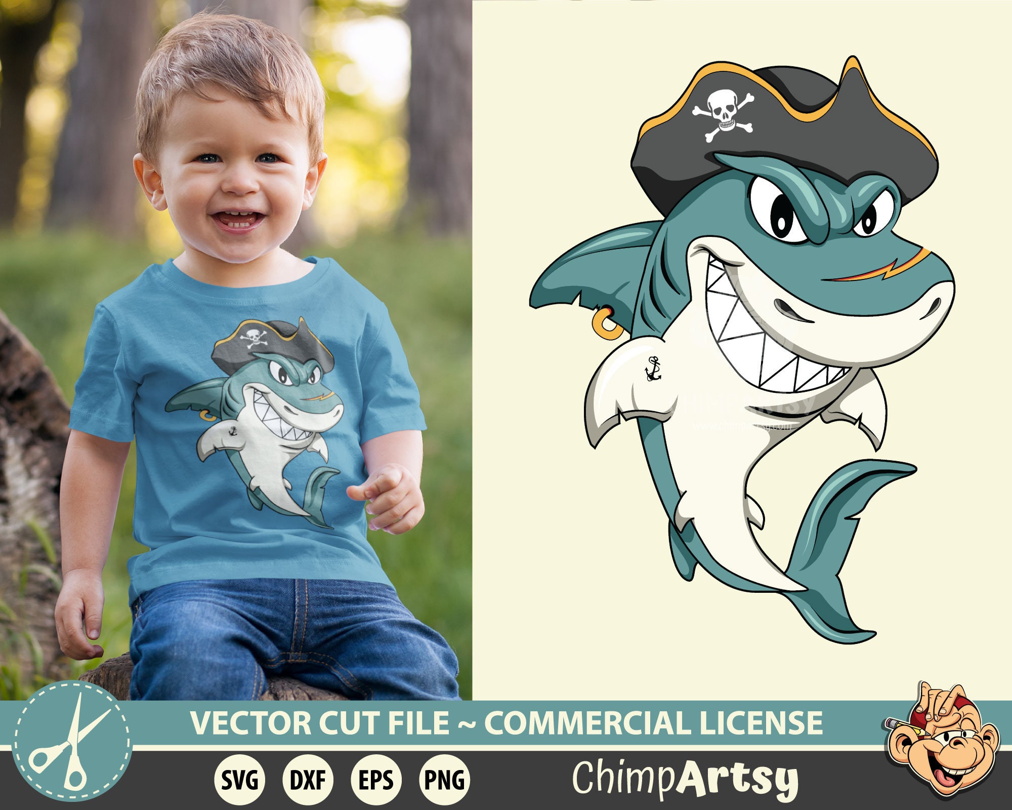 Baby Shark Svg Layered Print Graphic Decor Art Design Element Logo Nautical Pirate Themed Birthday Svg Png Dxf Clipart Vector Cut File