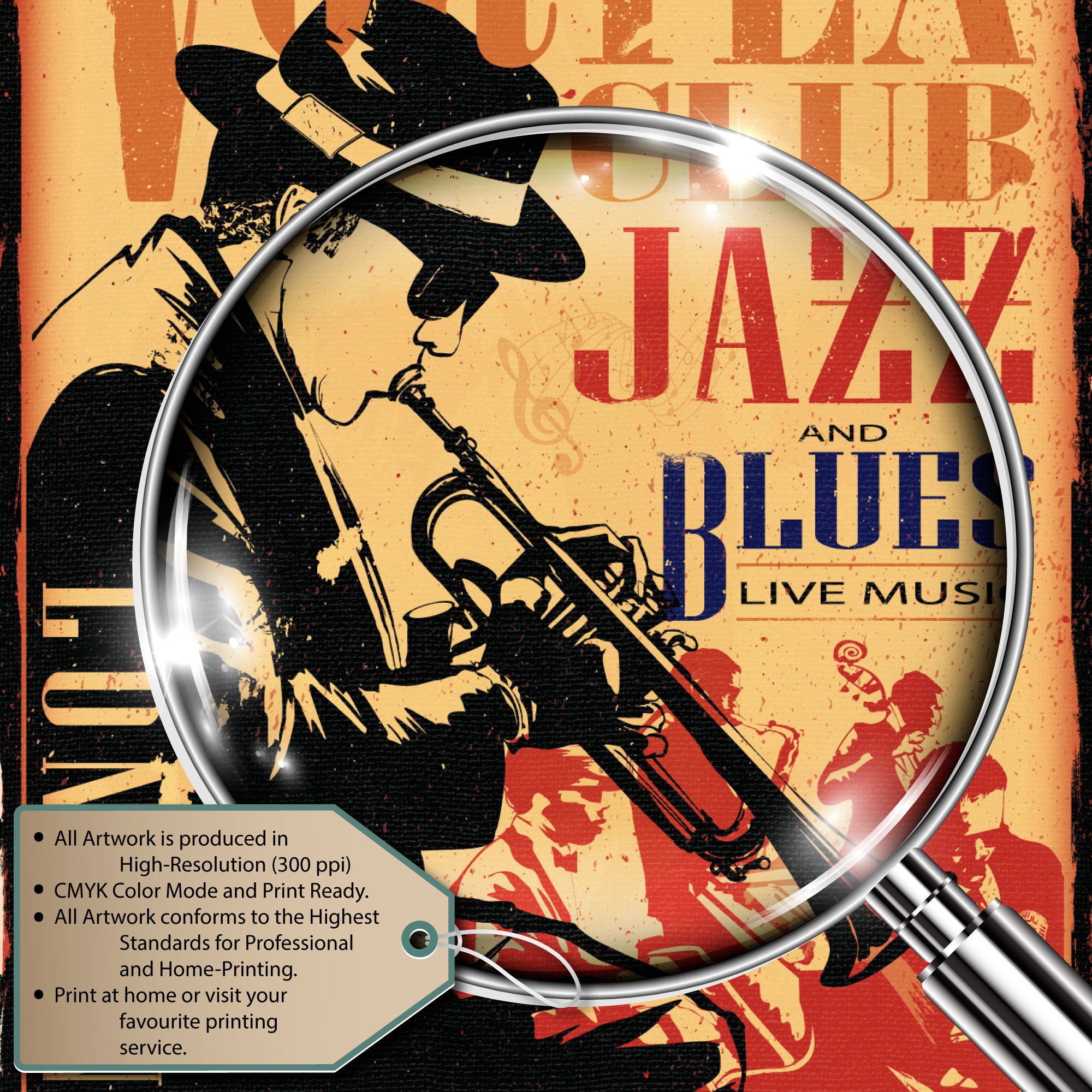 VORTEX Club Minimalist Jazz Art Gifts For Jazz Lovers Music Etsy