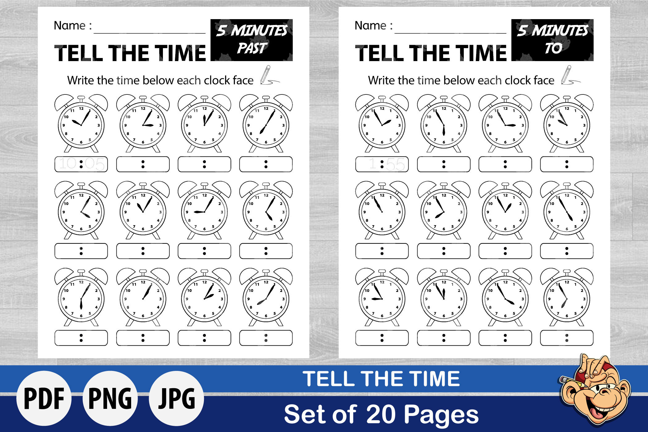 20 Printable Tell the Time Activity Worksheets Telling Time - Etsy