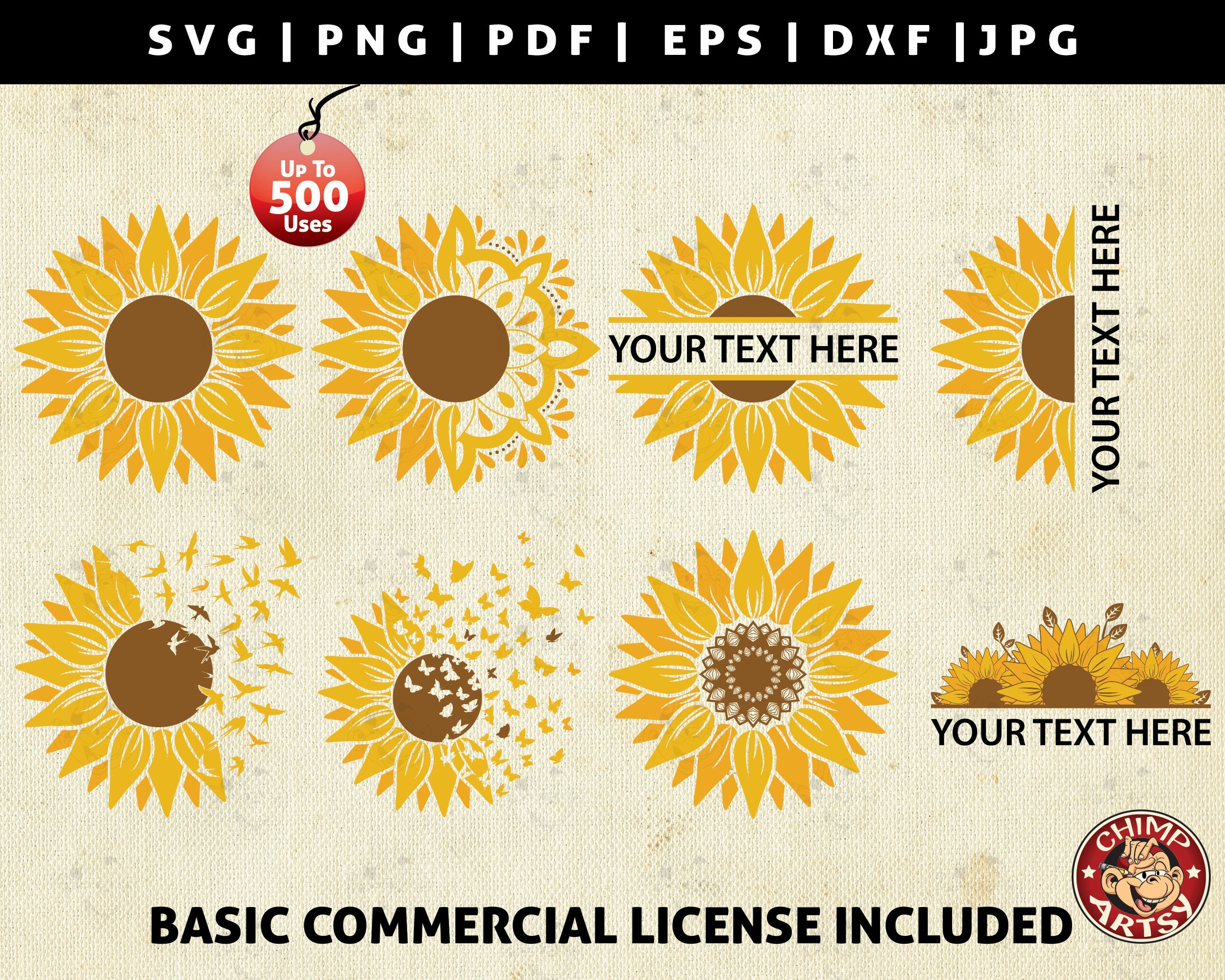 Download Sunflower Svg Bundle Monogram Bird Butterfly Mandala Flower Silhouette Cameo Png Dxf Svg Files For Cricut Design Elements Sunflower Clipart