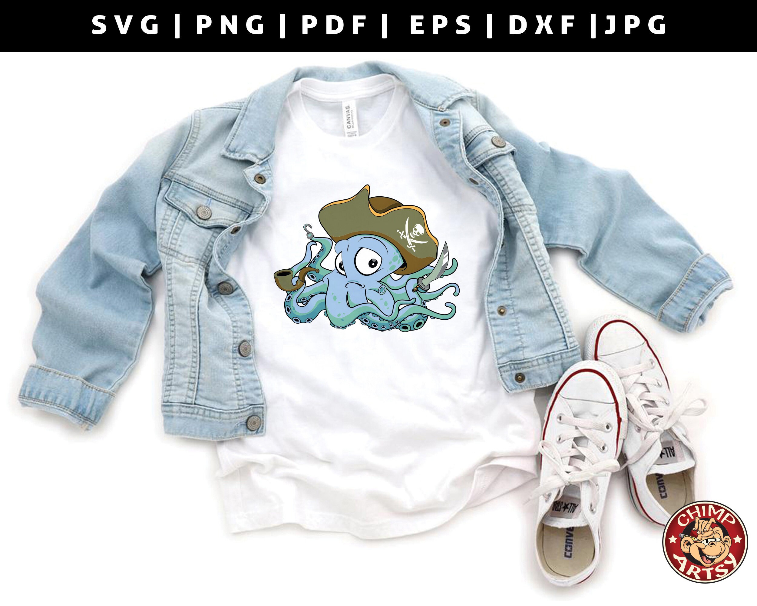Download Octopus Pirate Svg Layered Print Graphic Decor Art Pirate Themed Birthday Animal Kingdom Svg Png Dxf Pirate Clipart Vector Cut File