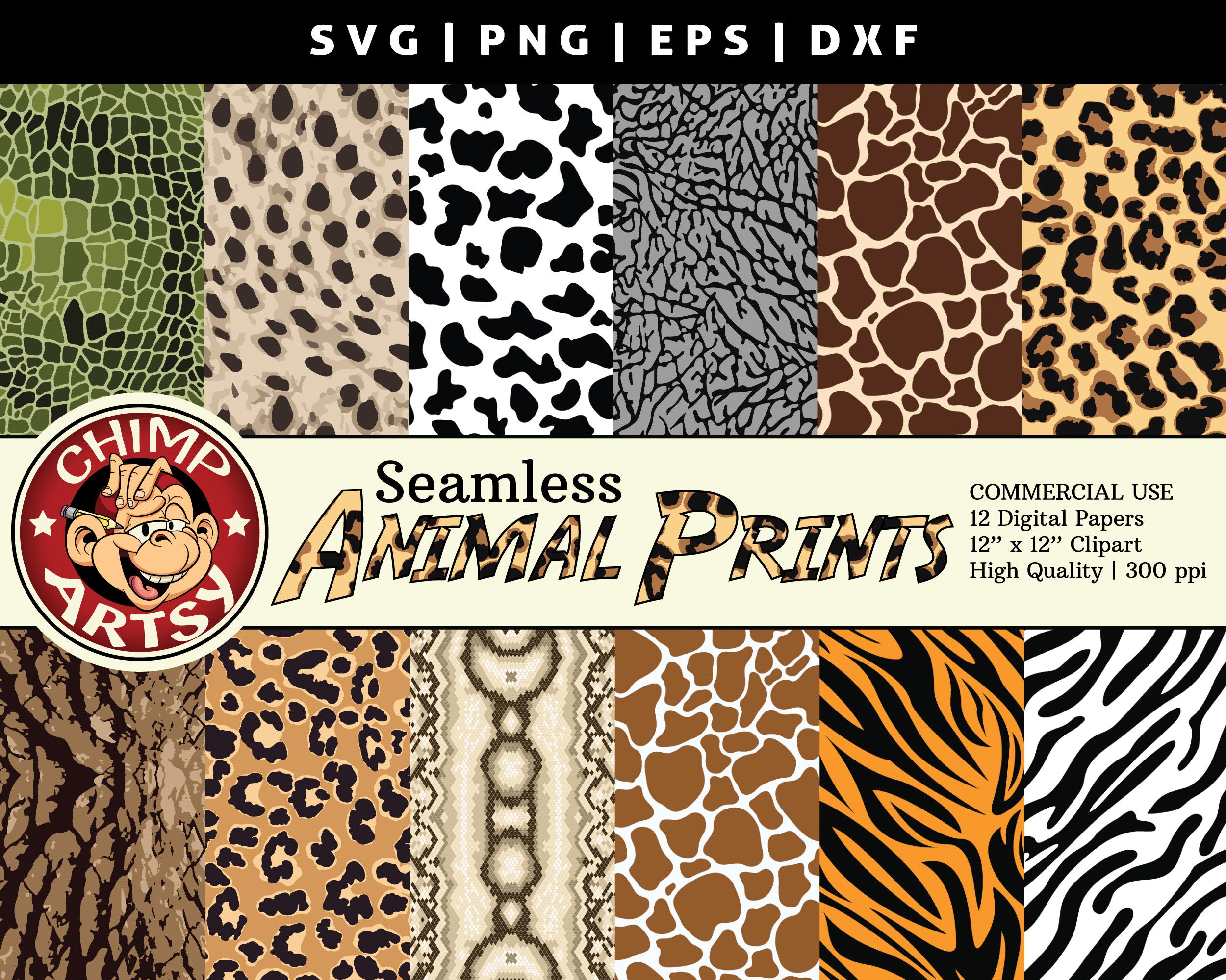 Download Safari Animals Svg Leopard Print Cheetah Seamless Pattern Svg Files Digital Paper Design Elements Art Clipart Vector Cricut Svg Png Eps Dxf