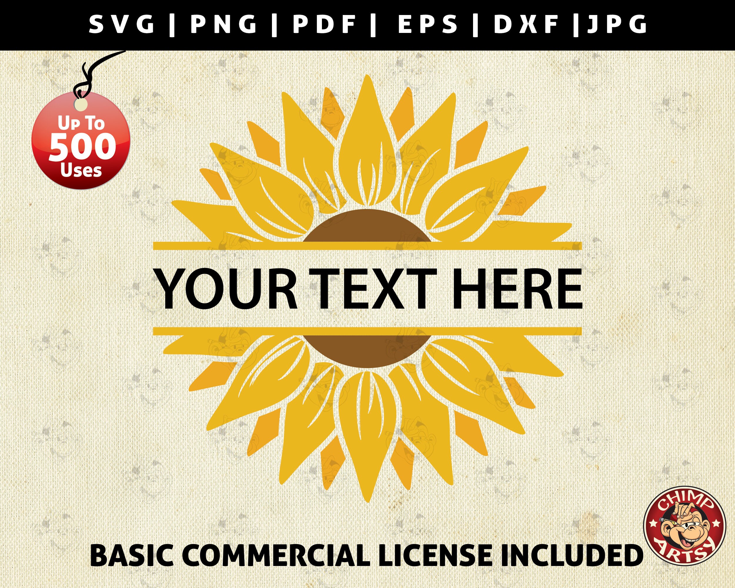 Download Sunflower Split Monogram Svg Flower Popular Sunflower Clipart Layered Print Graphic Design Elements Decor Art Vector Cricut Svg Png Eps Dxf