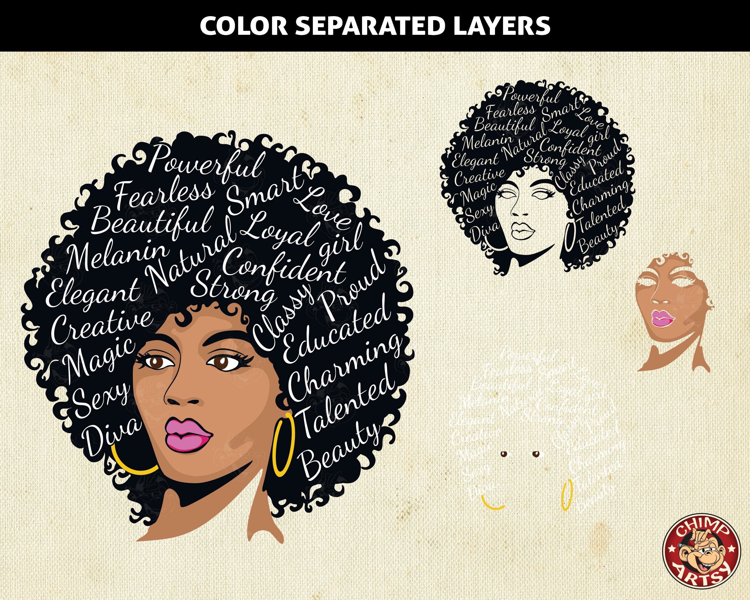 Download Strong Black Woman Svg Designs Layered Print Graphic Design Element Decor Black Woman Afro Diva Logo Clipart Vector Cricut Svg Png Dxf Eps