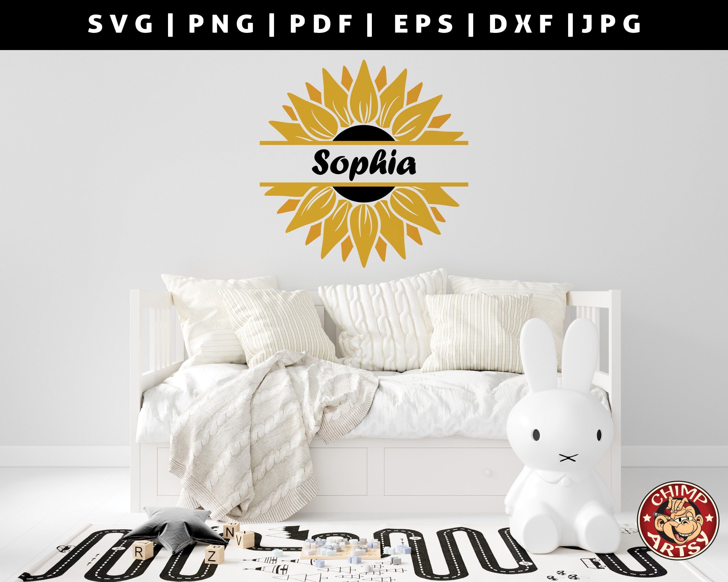 Download Sunflower Split Monogram Svg Flower Popular Sunflower Clipart Layered Print Graphic Design Elements Decor Art Vector Cricut Svg Png Eps Dxf