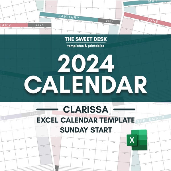 2024 Calendar Excel Etsy