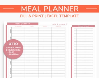 EDITABLE Weekly Planner Printable Excel Weekly Planner | Etsy