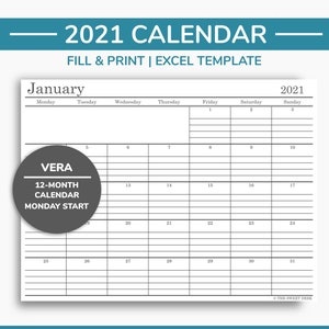 Editable 2021 Excel Calendar Template Printable Modern Etsy Go to the calendar page with windows for the desired month. etsy