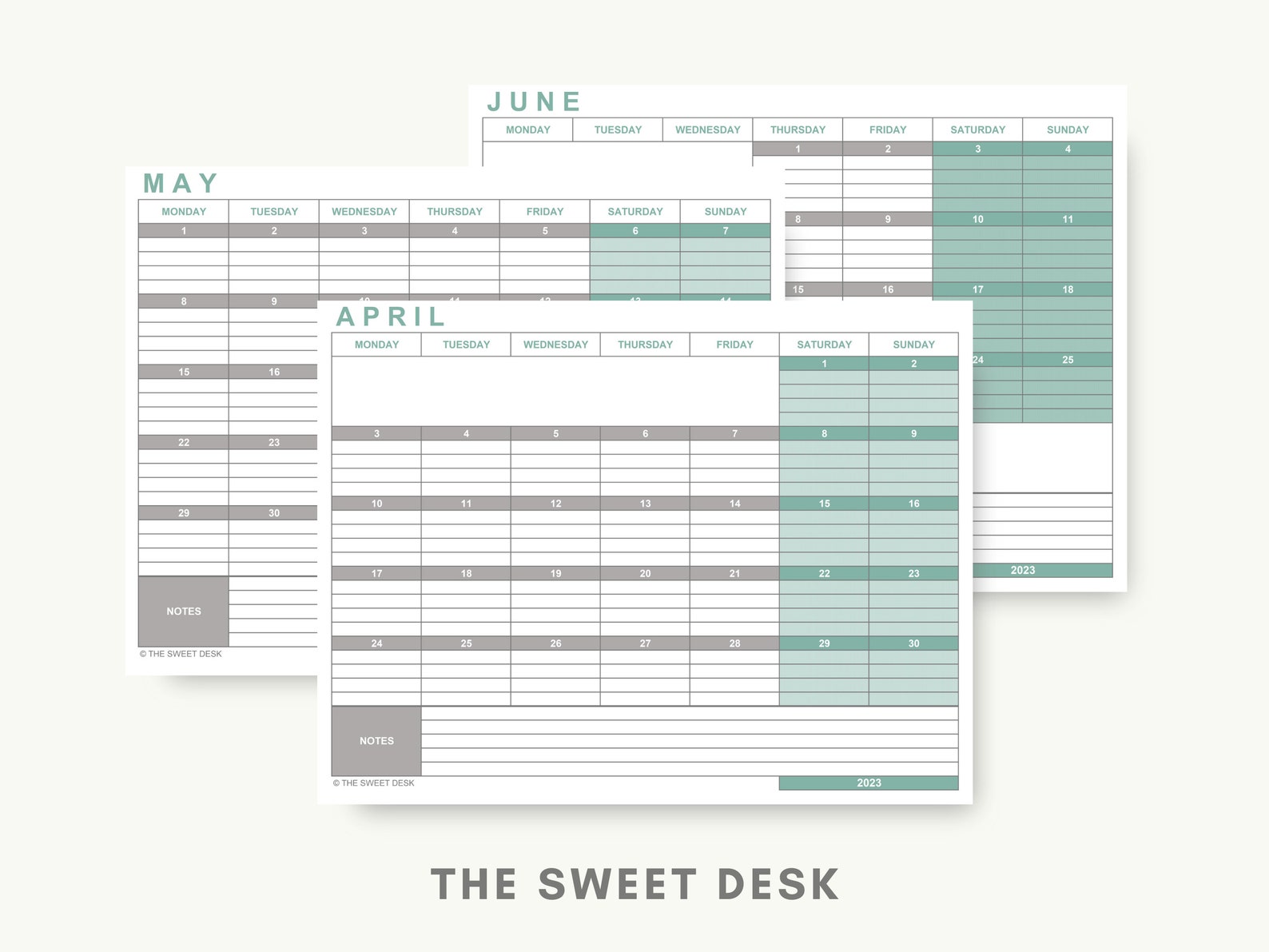 Simple Calendar 2023 PRINTABLE Monday Start Calendar Excel - Etsy Ireland