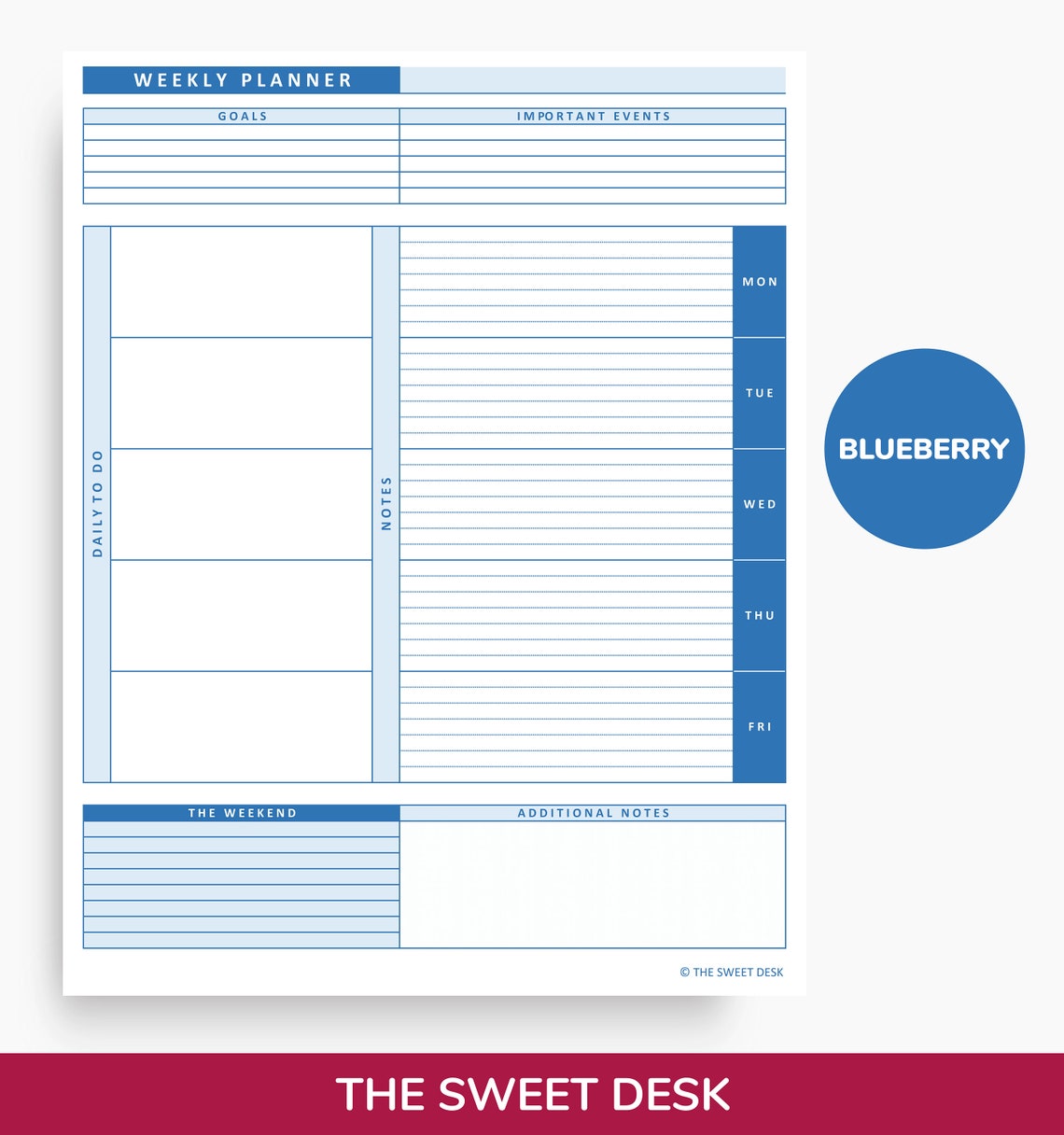 Printable excel weekly planner template editable planner with etsy