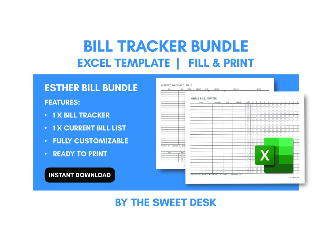 EDITABLE Yearly Bill Payment Tracker Bill Log Bill Tracker Bundle Editable yearly bill payment tracker bill log bill tracker bundle