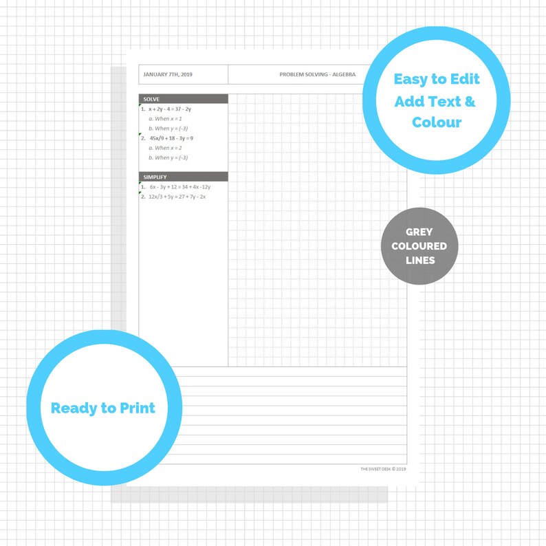 printable grid paper notetaking paper cornell notes study etsy