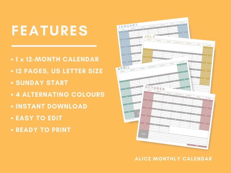 Printable Calendar 2023 Excel Template Academic Monthly Etsy www