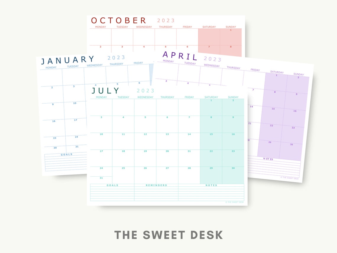 Simple Calendar 2023 PRINTABLE Monday Start Calendar Excel Template ...