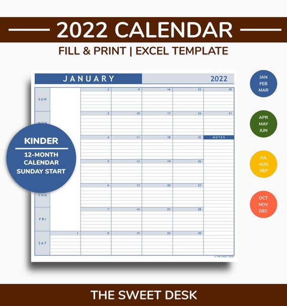 printable calendar 2022 lined calendar template 2022 etsy