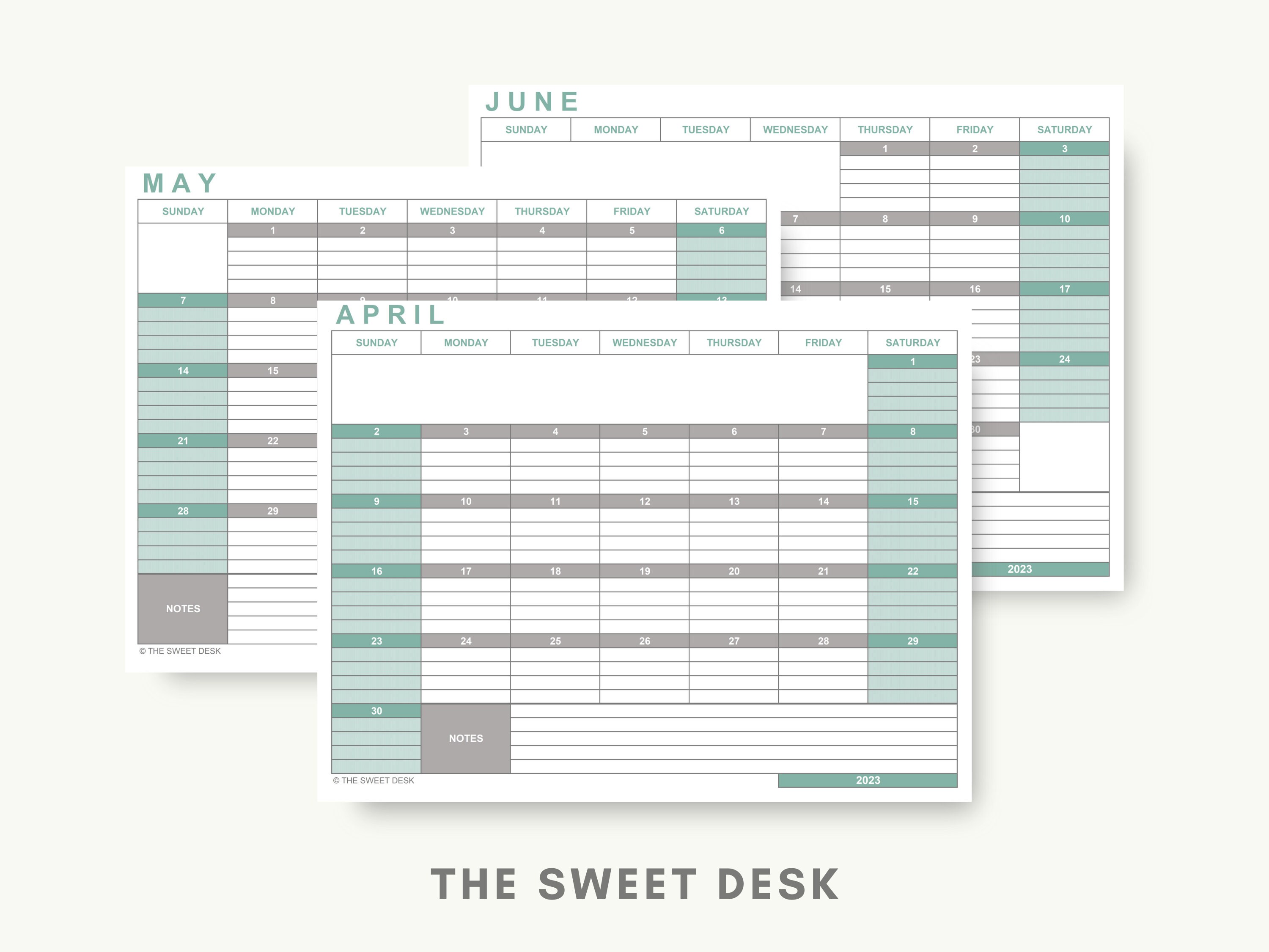 Printable Calendar 2023 Excel Template 2023 Calendar Etsy Singapore 