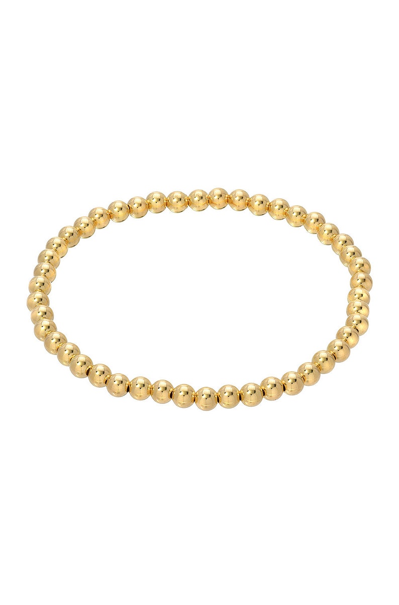 14k Gold 4mm Beaded Bracelets image 1