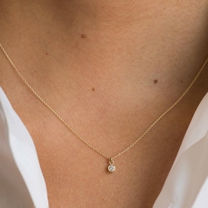 14k Gold Diamond Bezel Pendant Necklace 