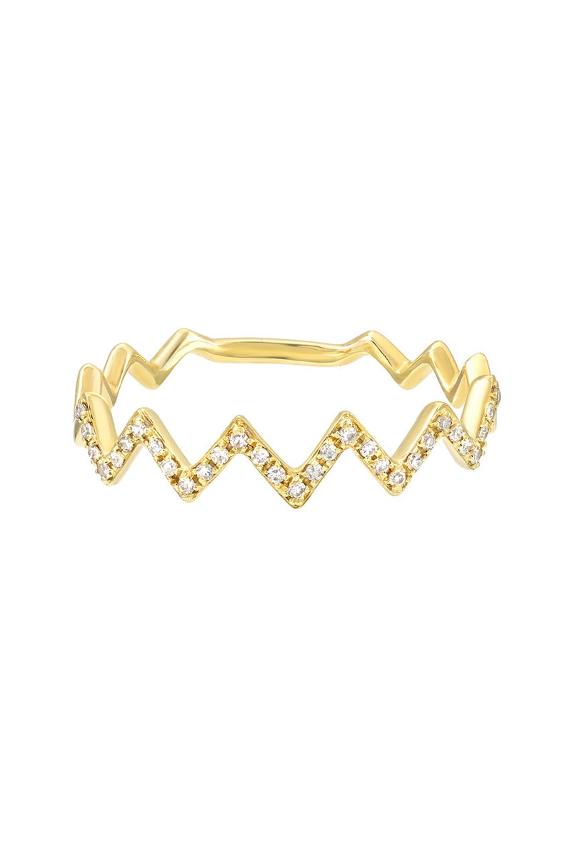 14k Gold Diamond Zig Zag Ring - Etsy