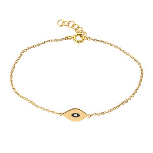 14k Gold Enamel Evil Eye Bracelet - Etsy