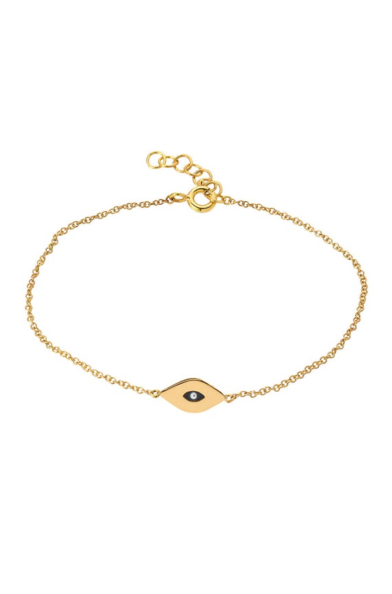 14k Gold Enamel Evil Eye Bracelet | Etsy