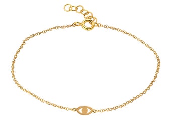 14k Gold Small Evil Eye Bracelet