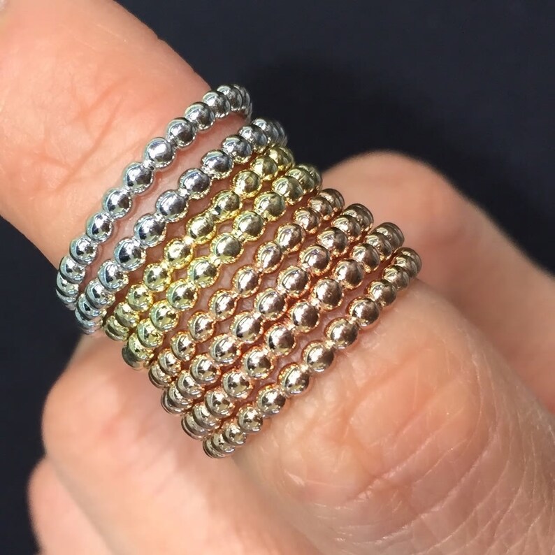 14k Gold Bead Ring Etsy