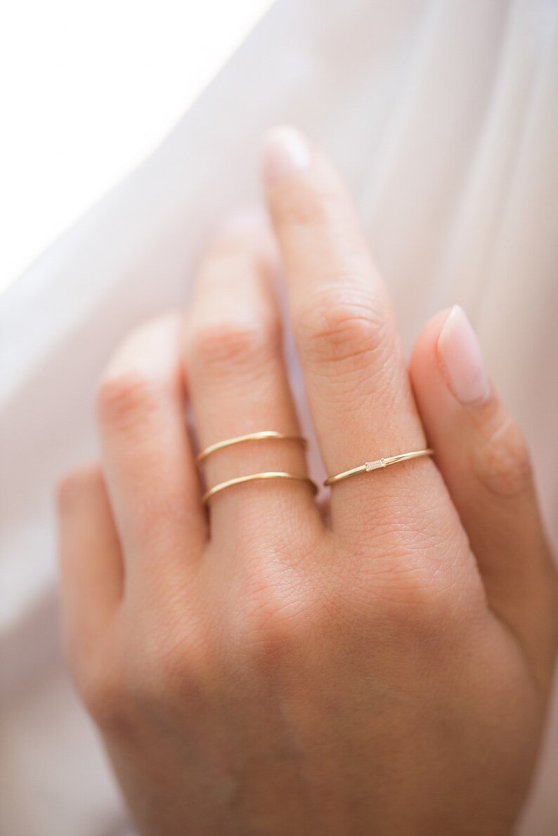 14k Gold Double Band Ring Etsy