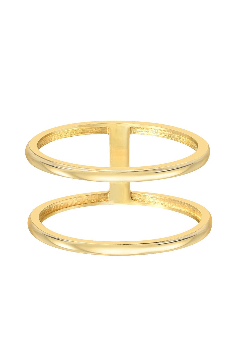 14k Gold Double Band Ring Etsy