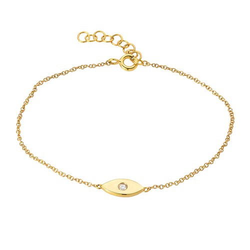 14k Gold Diamond Evil Eye Bracelet Etsy