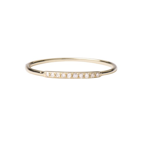 14k Gold Diamond Segment Ring - Etsy