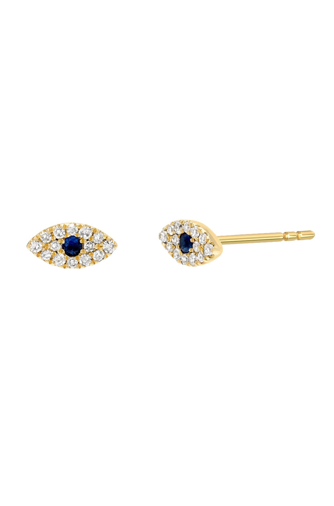 Small Diamond and Sapphire Evil Eye Stud Earrings - Etsy