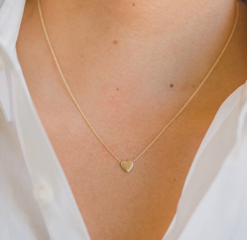 14k Gold Heart Necklace Etsy