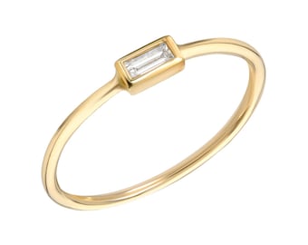 14k Gold Diamond Baguette Ring
