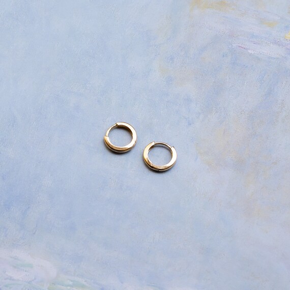 14k Gold Mini Hoop Earrings Etsy